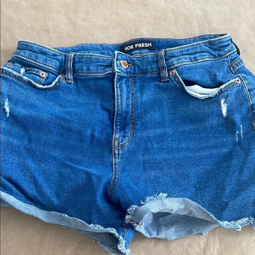 Joe Fresh Women's Blue Denim Shorts cut off